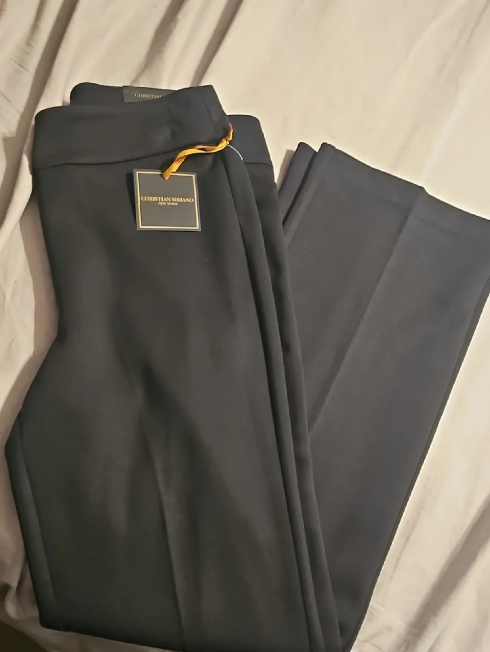 Christian Siriano Black Mid-Rise Straight Leg Pants - Picture 1 of 5